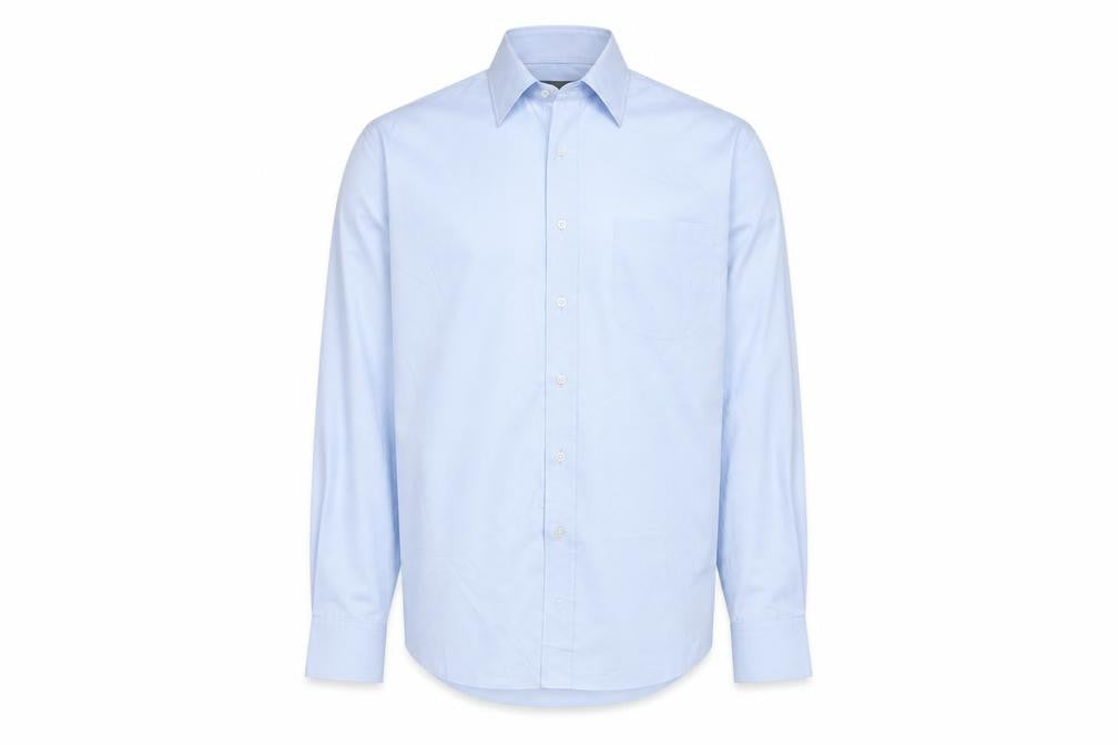 Front view of Marks & Spencer Men's Blue 15 Regular Fit Long Sleeve Shirt