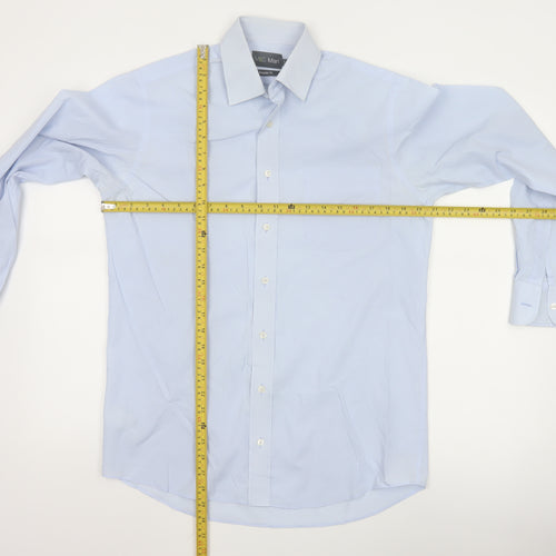 Marks and Spencer Men's Blue 15 Regular Fit Long Sleeve Shirt