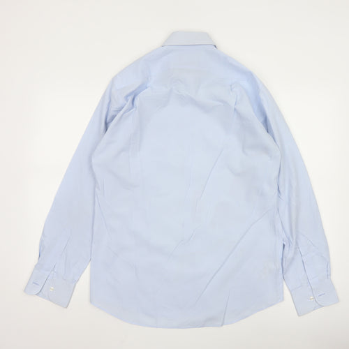 Marks and Spencer Men's Blue 15 Regular Fit Long Sleeve Shirt