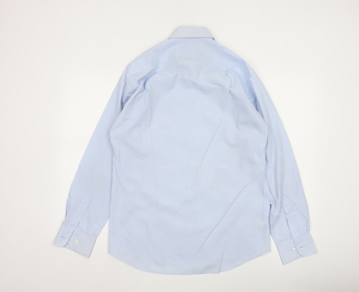 Marks and Spencer Men's Blue 15 Regular Fit Long Sleeve Shirt