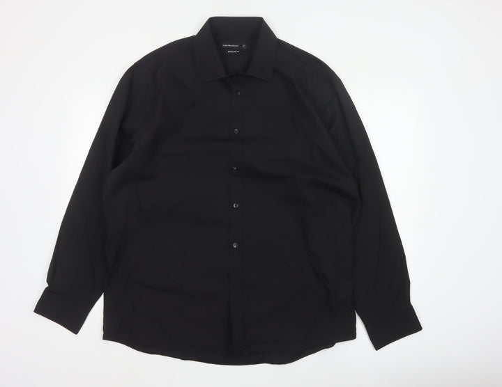Cedar Wood State Men's Black Regular Fit Long Sleeve Button-Up Shirt 17in