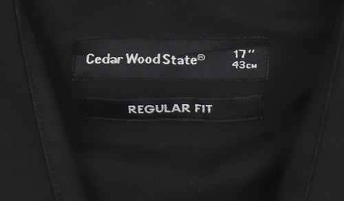 Cedar Wood State Men's Black Regular Fit Long Sleeve Button-Up Shirt 17in
