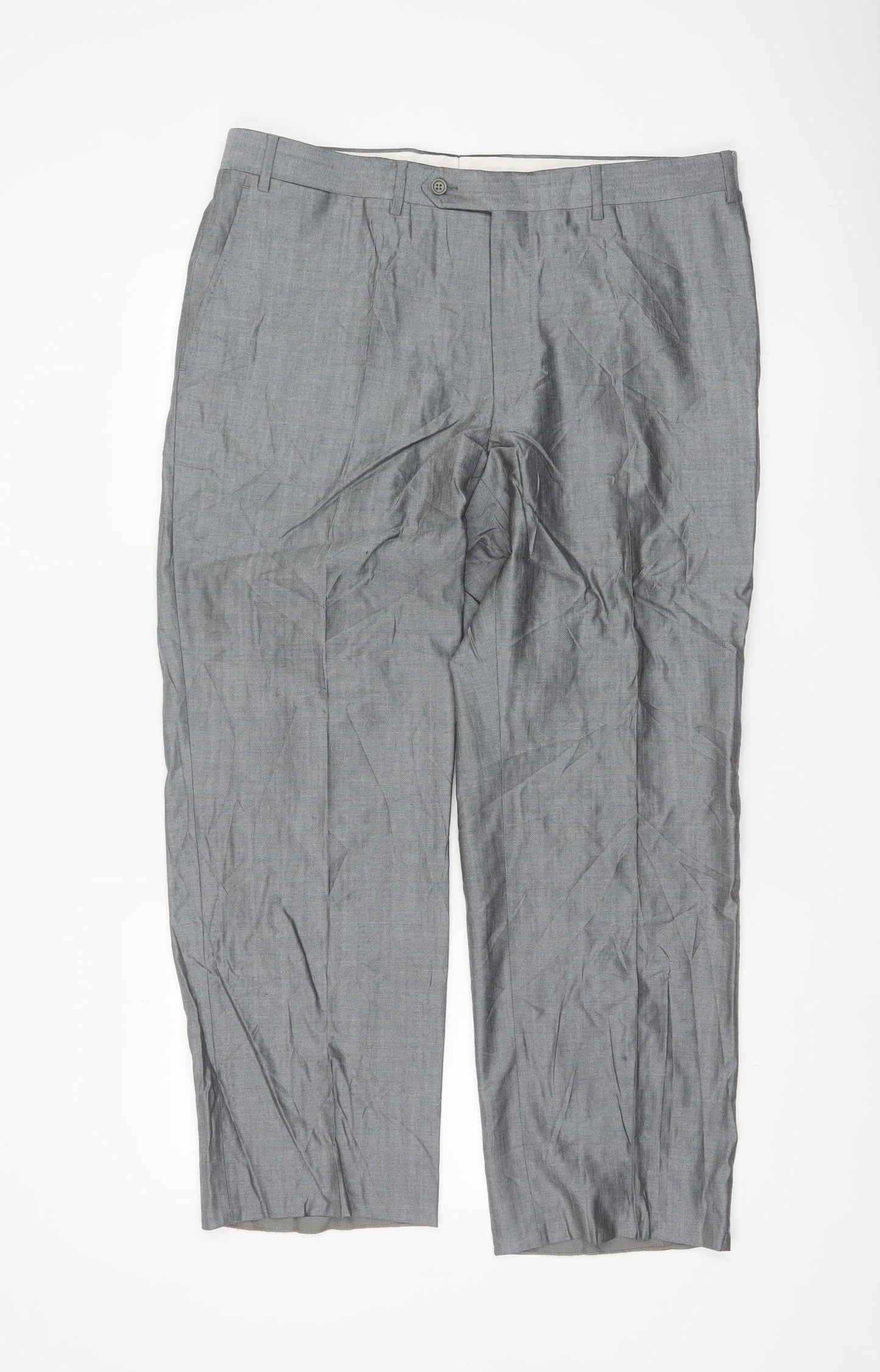 Canali Men's Grey Wool Silk Classic Fit Dress Trousers Size 54