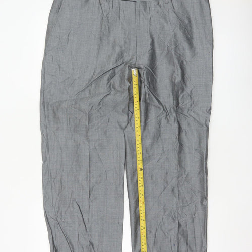 Canali Men's Grey Wool Silk Classic Fit Dress Trousers Size 54