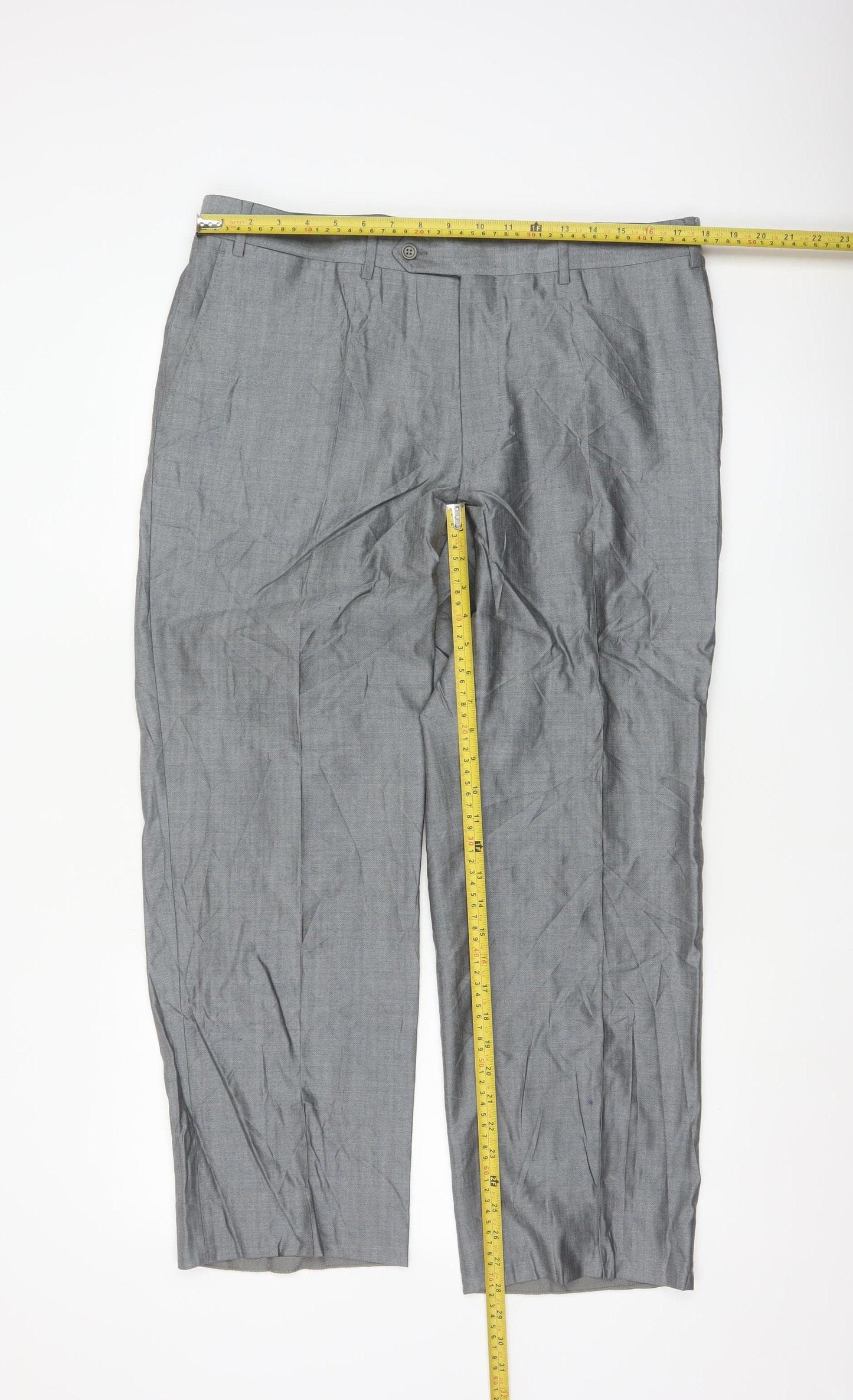 Canali Men's Grey Wool Silk Classic Fit Dress Trousers Size 54