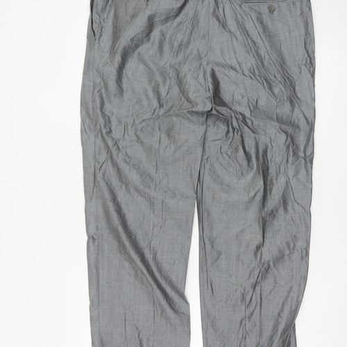 Canali Men's Grey Wool Silk Classic Fit Dress Trousers Size 54