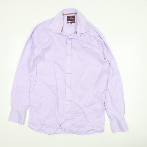 Marks and Spencer Men's Purple 16 Slim Fit Cotton Long Sleeve Shirt