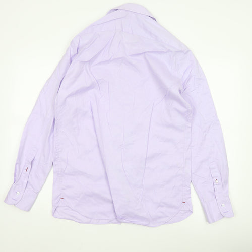 Marks and Spencer Men's Purple 16 Slim Fit Cotton Long Sleeve Shirt