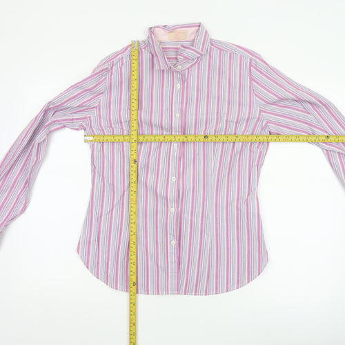 Haines & Bonner Women Pink Striped Cotton Long Sleeve Button-Up Shirt Size 12