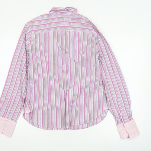 Haines & Bonner Women Pink Striped Cotton Long Sleeve Button-Up Shirt Size 12