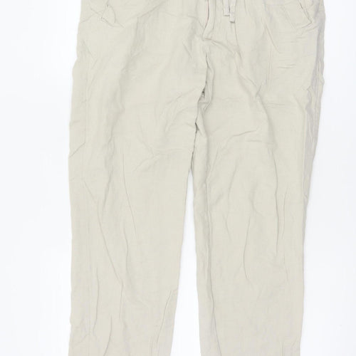 Marks and Spencer Men's Beige Linen Blend Chino Trousers 32W 31L Regular Fit