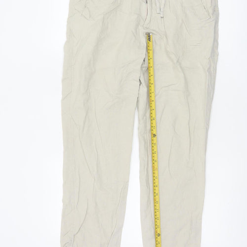 Marks and Spencer Men's Beige Linen Blend Chino Trousers 32W 31L Regular Fit