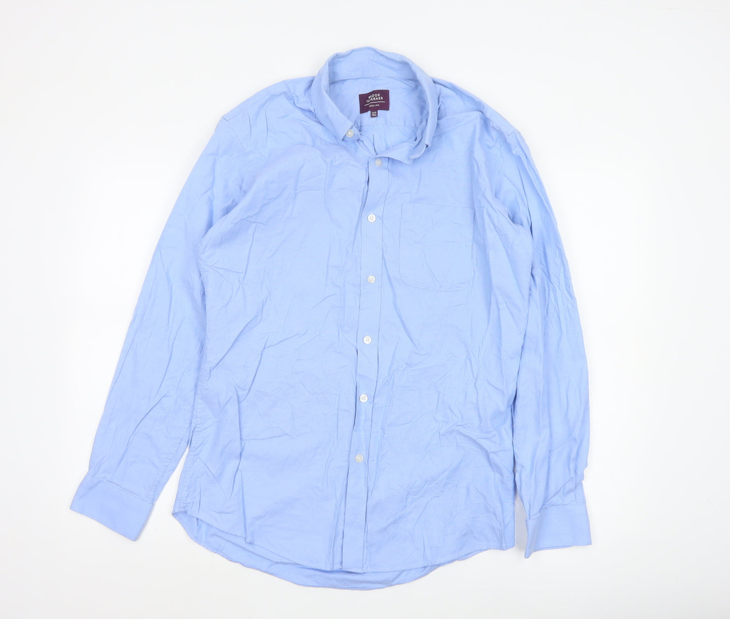 Brook Taverner Men’s Blue Cotton Button-Down Long Sleeve Shirt 15.5”