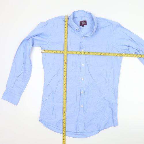 Brook Taverner Men’s Blue Cotton Button-Down Long Sleeve Shirt 15.5”