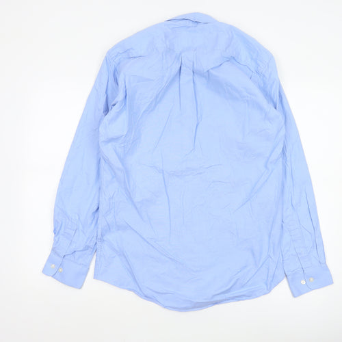 Brook Taverner Men’s Blue Cotton Button-Down Long Sleeve Shirt 15.5”