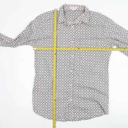 Frangipani Men's Blue Geometric Cotton Long Sleeve Casual Shirt L