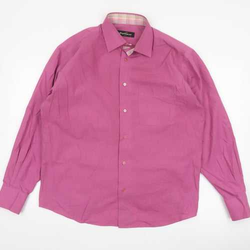 Diplomat Men’s Pink Long Sleeve Cotton Blend Button-Up Shirt L