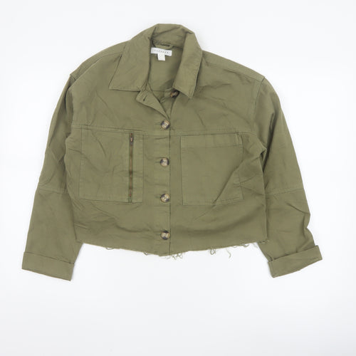 Topshop Womens Green XS Cropped Military Cotton Jacket