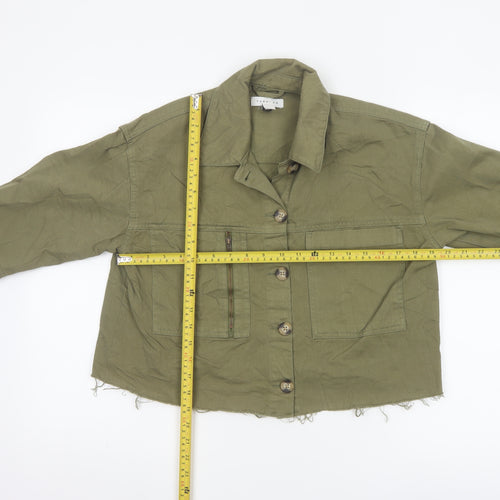 Topshop Womens Green XS Cropped Military Cotton Jacket
