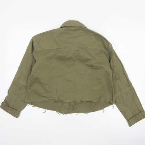 Topshop Womens Green XS Cropped Military Cotton Jacket