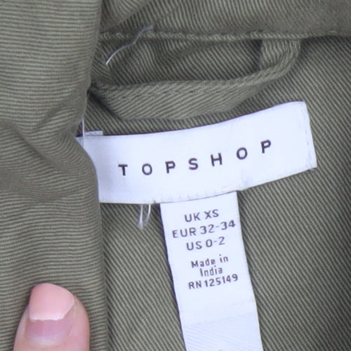 Topshop Womens Green XS Cropped Military Cotton Jacket