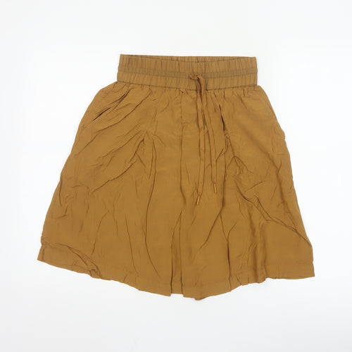 DKNY Women Brown XS Paperbag Shorts Lightweight Viscose Drawstring