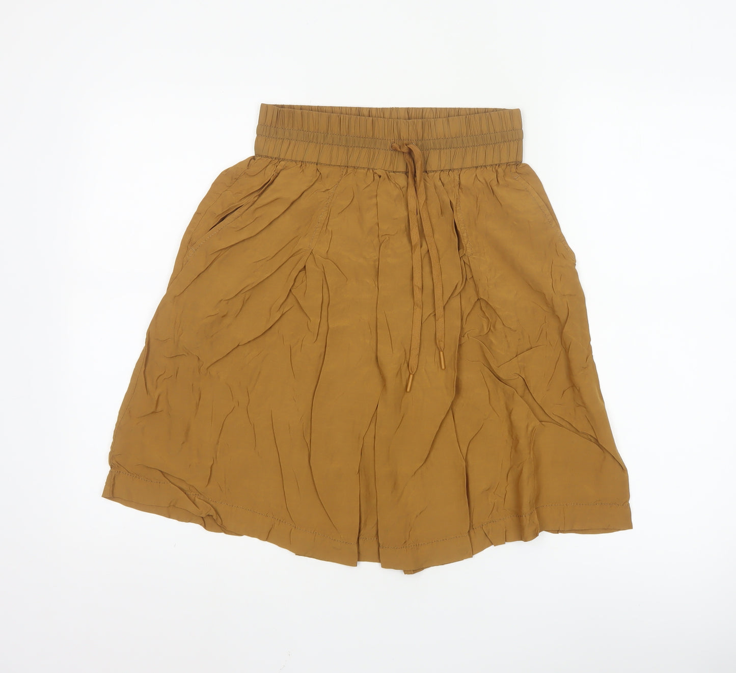 DKNY Women Brown XS Paperbag Shorts Lightweight Viscose Drawstring