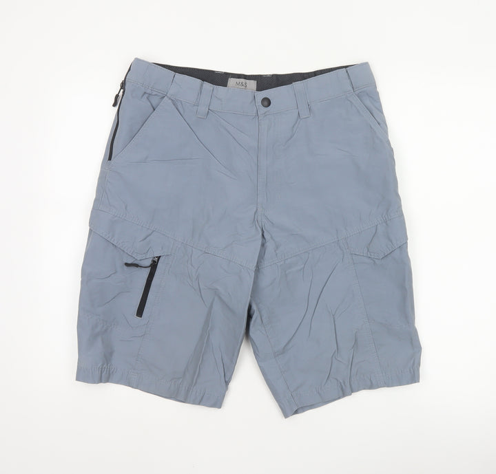 Marks and Spencer Men's Blue Cargo Shorts Size 34 Regular Fit