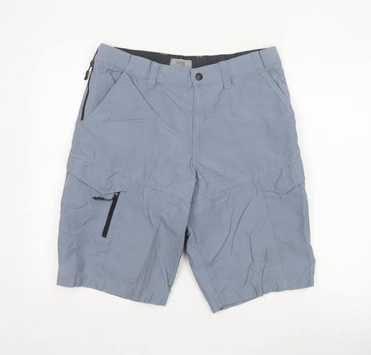 Marks and Spencer Men's Blue Cargo Shorts Size 34 Regular Fit