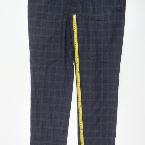 Next Men's Grey Check Regular Fit Business Trousers 38W 33L