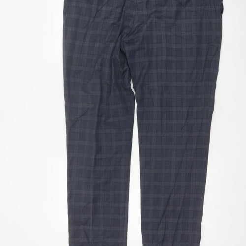 Next Men's Grey Check Regular Fit Business Trousers 38W 33L