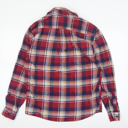 Marks and Spencer Mens Red Blue Check Cotton Flannel Shirt M