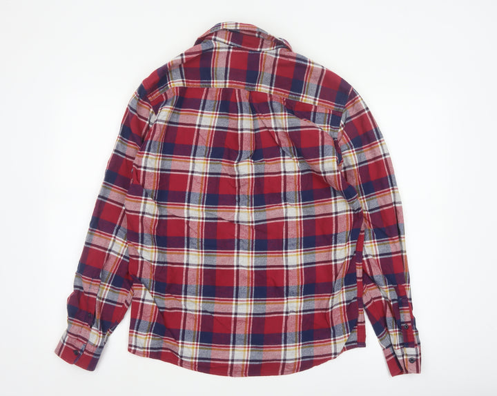 Marks and Spencer Mens Red Blue Check Cotton Flannel Shirt M