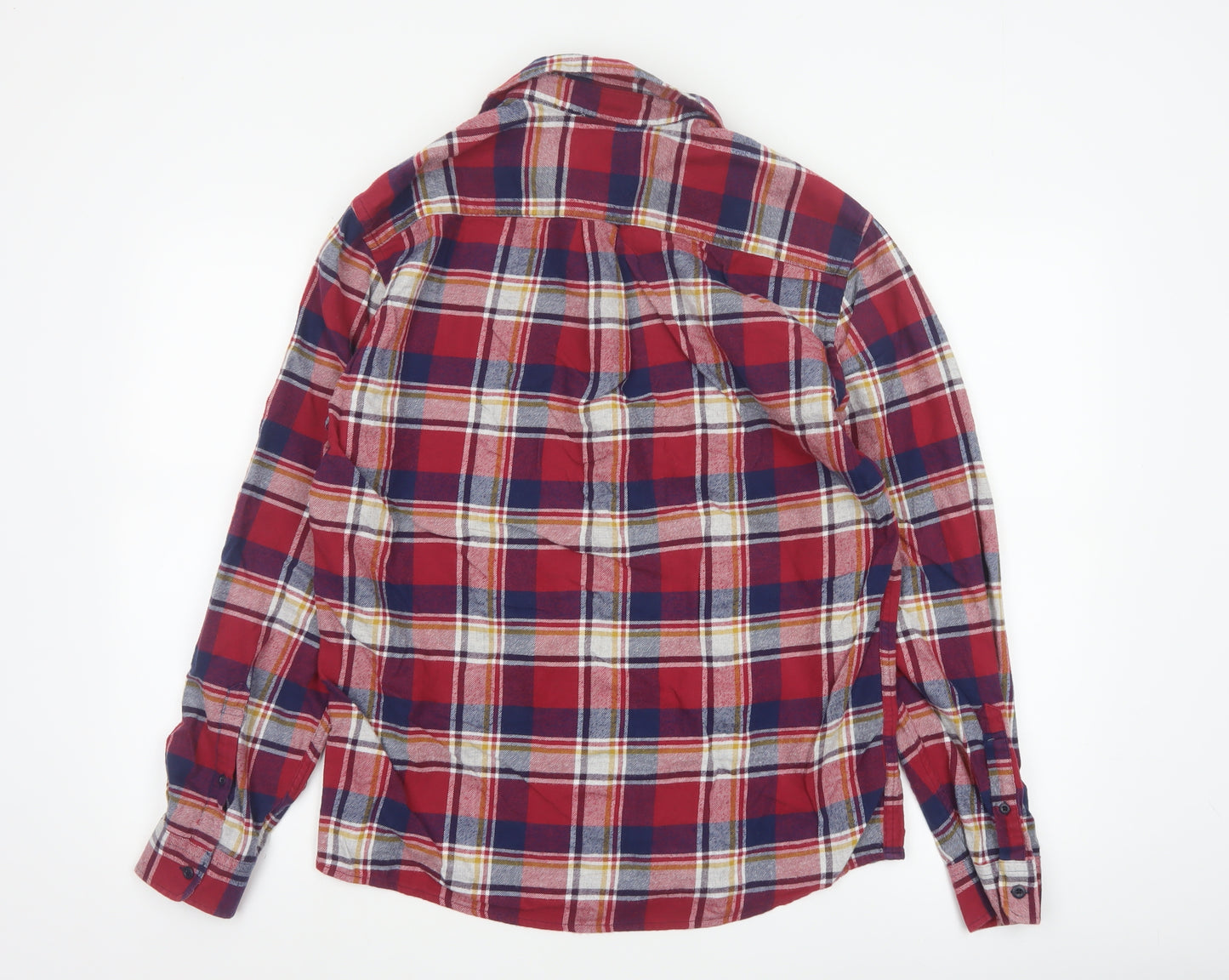 Marks and Spencer Mens Red Blue Check Cotton Flannel Shirt M