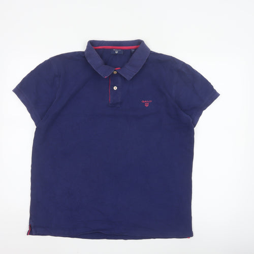 GANT Men's Blue Short Sleeve Polo Shirt XL Regular Fit Cotton