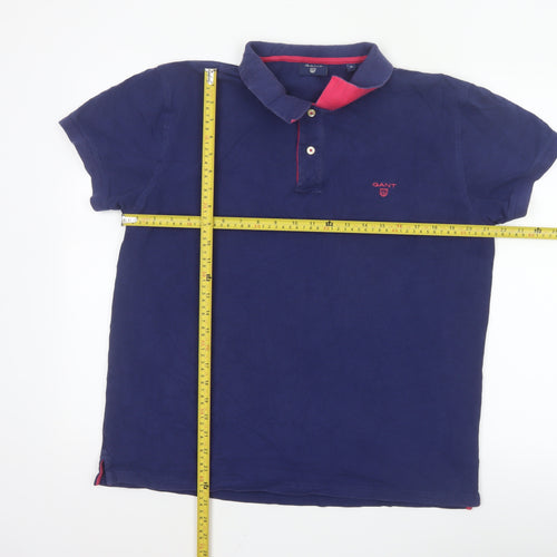 GANT Men's Blue Short Sleeve Polo Shirt XL Regular Fit Cotton