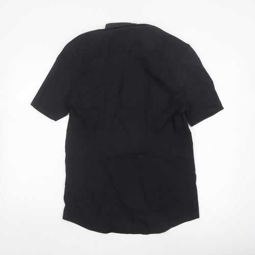River Island Men’s Black Muscle Fit Short Sleeve Button-Up Shirt L