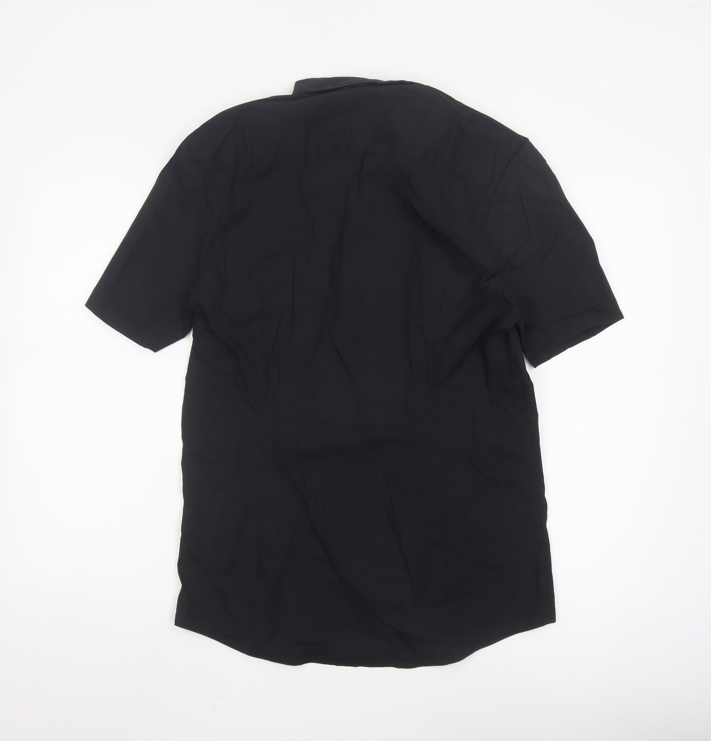 River Island Men’s Black Muscle Fit Short Sleeve Button-Up Shirt L