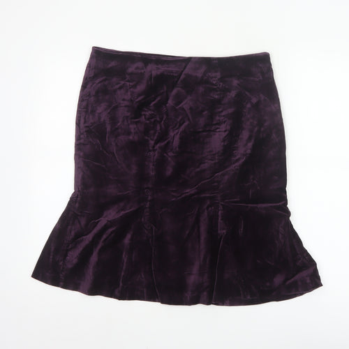 Boden Women’s Purple Velvet Trumpet Knee Length Skirt Size 12