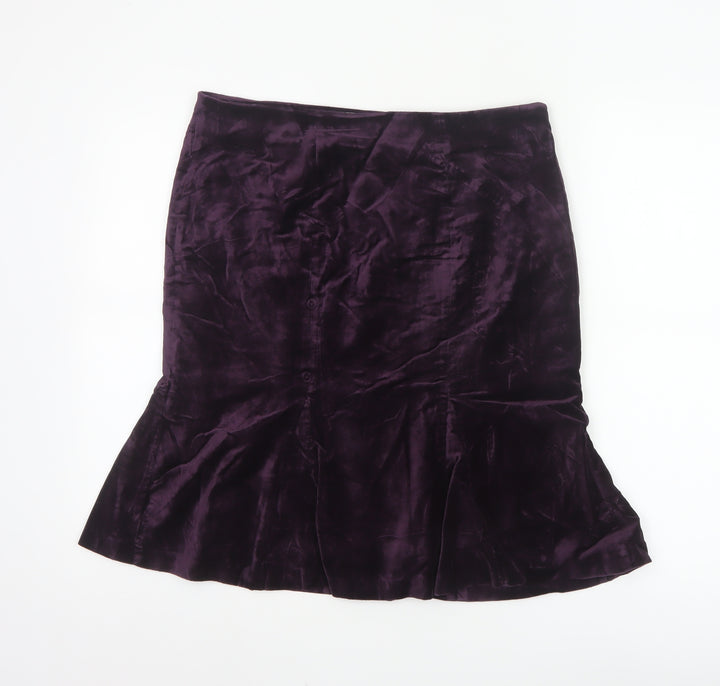 Boden Women’s Purple Velvet Trumpet Knee Length Skirt Size 12