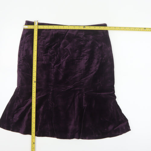 Boden Women’s Purple Velvet Trumpet Knee Length Skirt Size 12