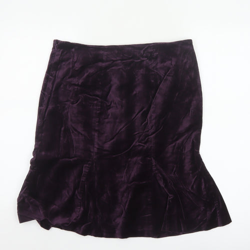 Boden Women’s Purple Velvet Trumpet Knee Length Skirt Size 12