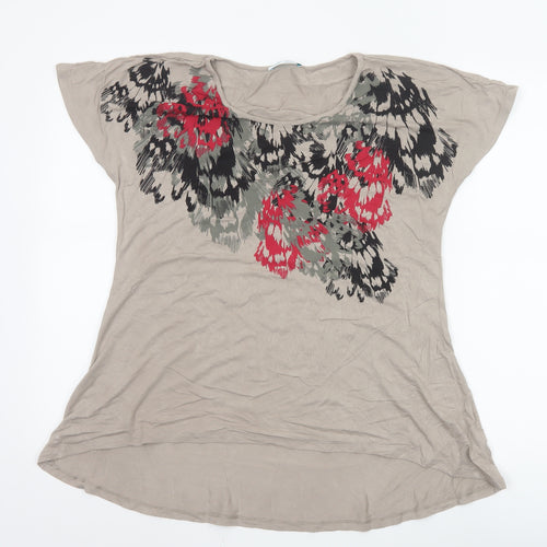 Marks and Spencer Women’s Beige Floral Petite T-Shirt UK 14