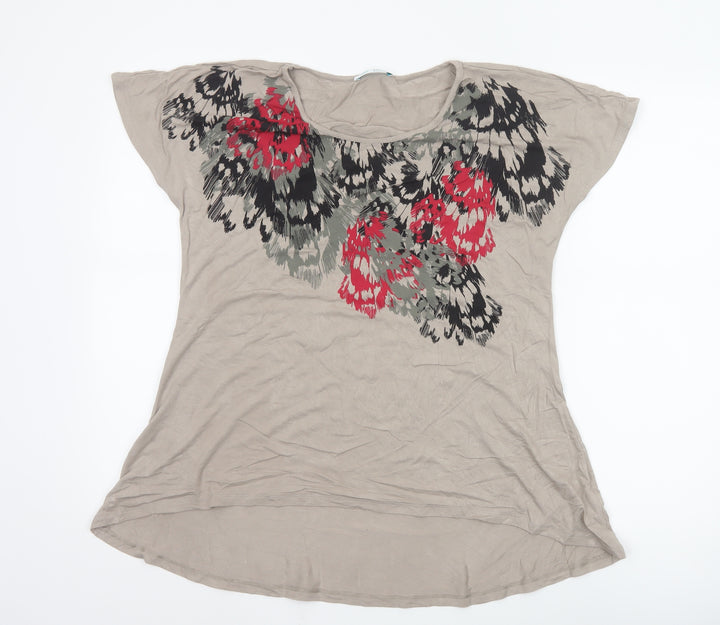 Marks and Spencer Women’s Beige Floral Petite T-Shirt UK 14