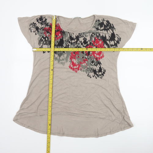 Marks and Spencer Women’s Beige Floral Petite T-Shirt UK 14