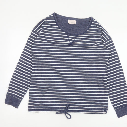 Next Women Blue Striped Pullover Sweatshirt UK 10 Cotton Blend