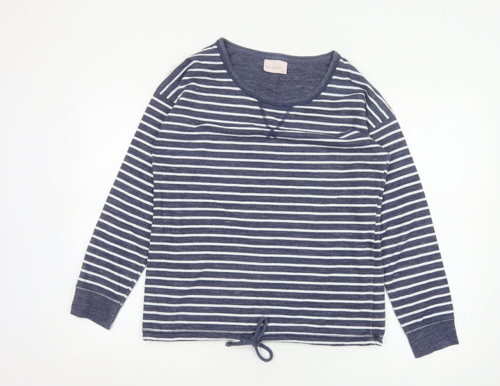 Next Women Blue Striped Pullover Sweatshirt UK 10 Cotton Blend