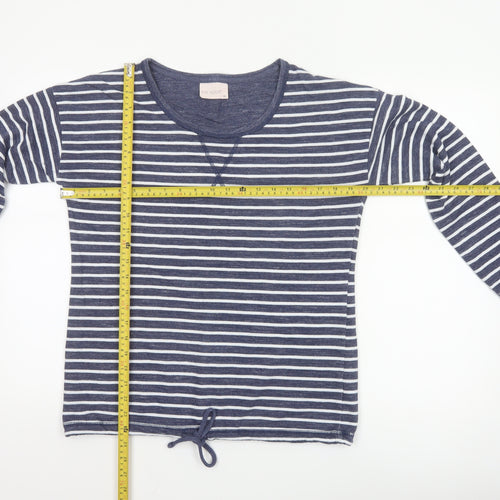 Next Women Blue Striped Pullover Sweatshirt UK 10 Cotton Blend