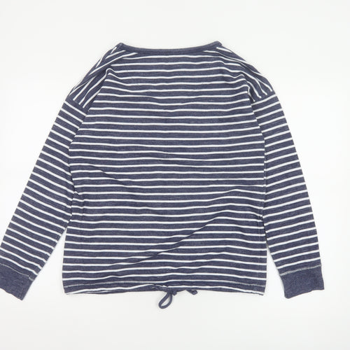 Next Women Blue Striped Pullover Sweatshirt UK 10 Cotton Blend