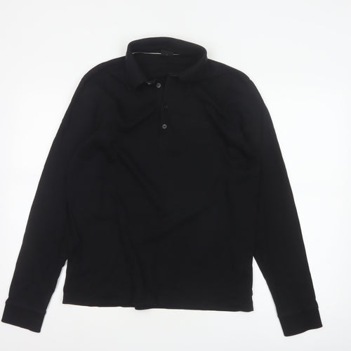 Hugo Boss Men's Black Long Sleeve Regular Fit Polo Shirt L